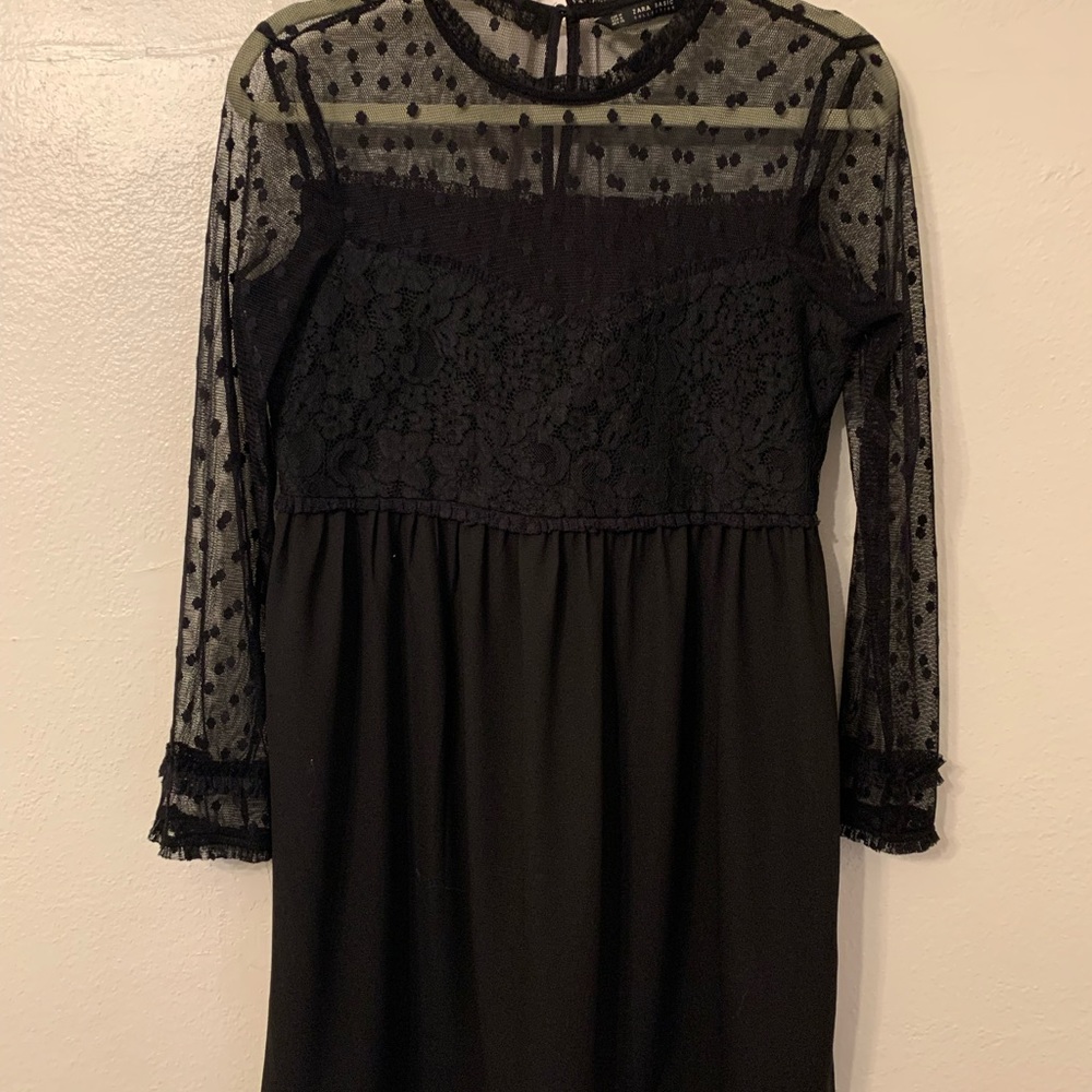 ZARA black polka dot mini dress